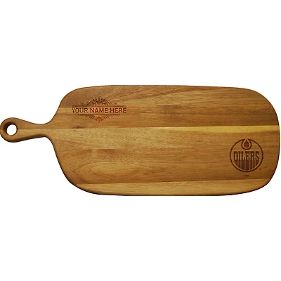 Edmonton Oilers Personalized Acacia Paddle Serving Board