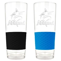 Miami Marlins 22oz. Logo Score Pint Glass Two-Piece Set