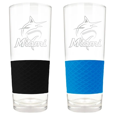 Miami Marlins 22oz. Logo Score Pint Glass Two-Piece Set