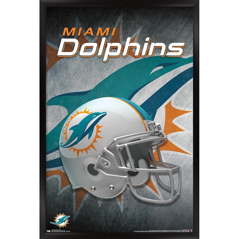 Miami Dolphins 24.25'' x 35.75'' Framed Alternate Team Helmet Poster