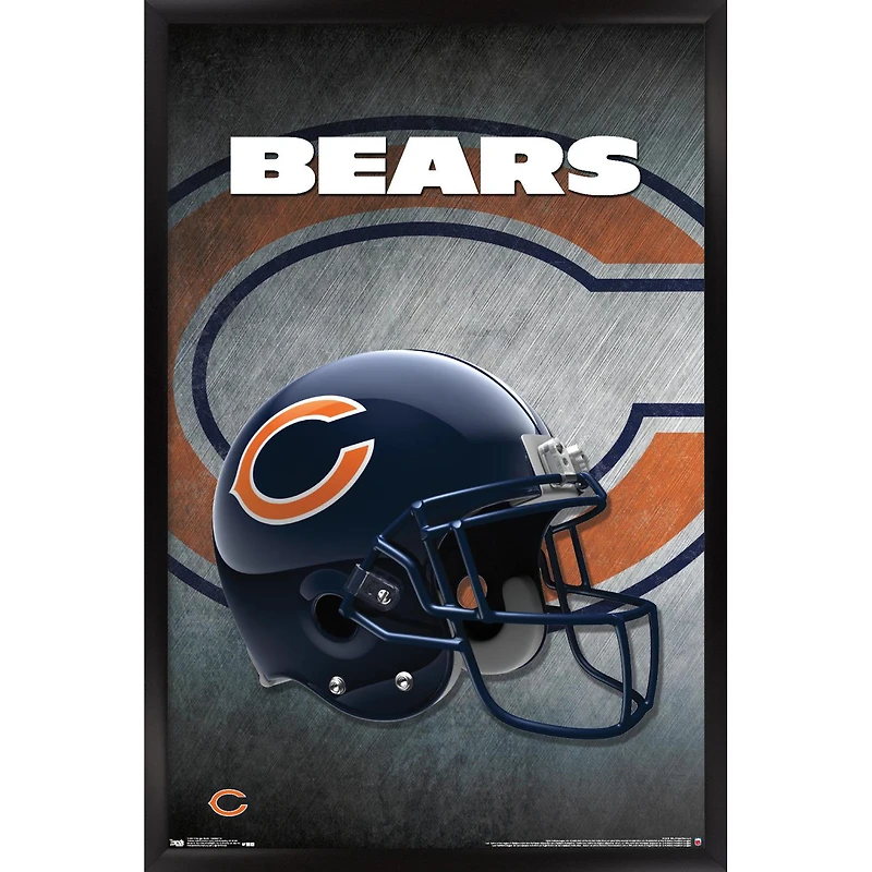 Chicago Bears 24.25'' x 35.75'' Framed Team Helmet Poster