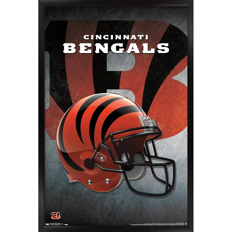 Cincinnati Bengals 24.25'' x 35.75'' Framed Team Helmet Poster