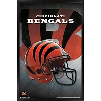 Cincinnati Bengals 24.25'' x 35.75'' Framed Team Helmet Poster