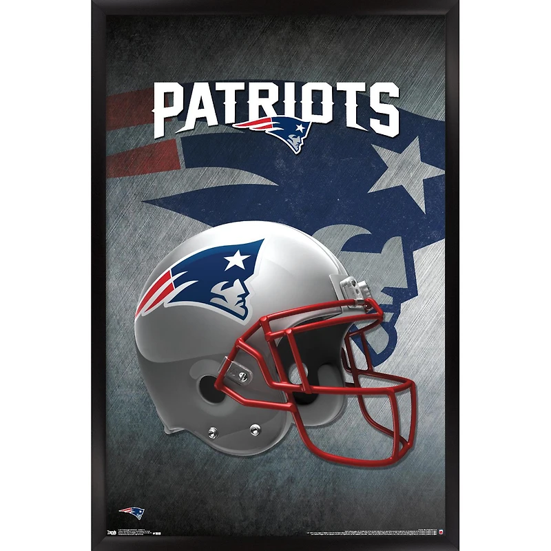New England Patriots 24.25'' x 35.75'' Framed Team Helmet Poster