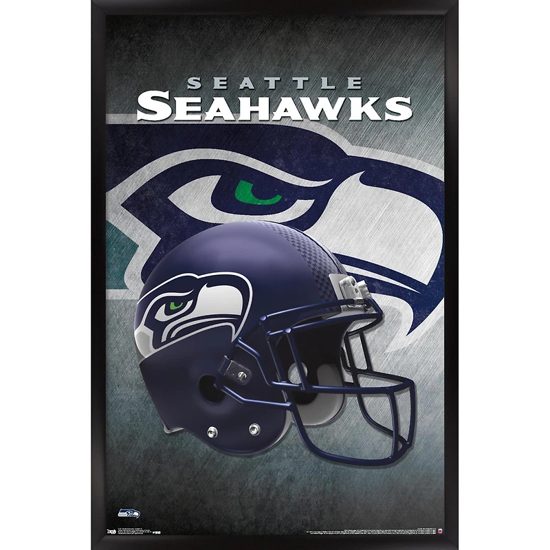 Seattle Seahawks 24.25'' x 35.75'' Framed Team Helmet Poster