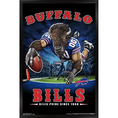 Buffalo Bills 24.25'' x 35.75'' Framed Mascot Endzone Poster