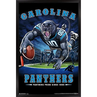 Carolina Panthers 24.25'' x 35.75'' Framed Mascot Endzone Poster