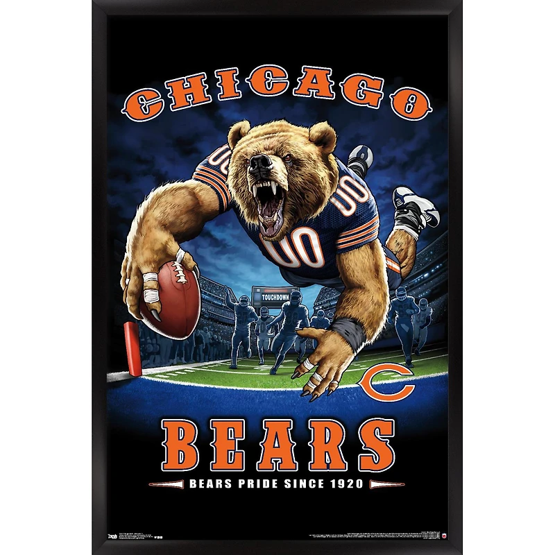 Chicago Bears 24.25'' x 35.75'' Framed Mascot Endzone Poster