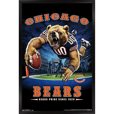 Chicago Bears 24.25'' x 35.75'' Framed Mascot Endzone Poster