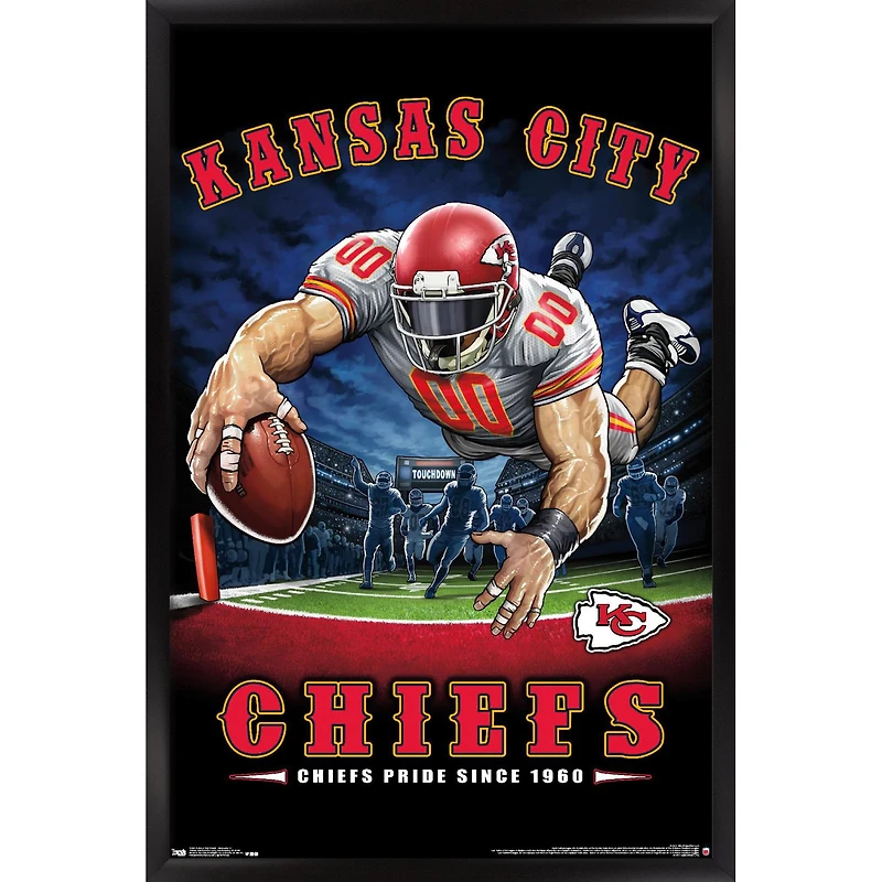 Kansas City Chiefs 24.25'' x 35.75'' Framed Mascot Endzone Poster