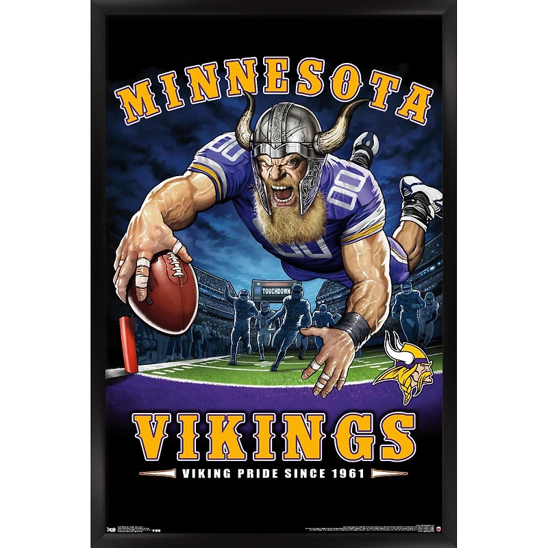 Minnesota Vikings 24.25'' x 35.75'' Framed Mascot Endzone Poster