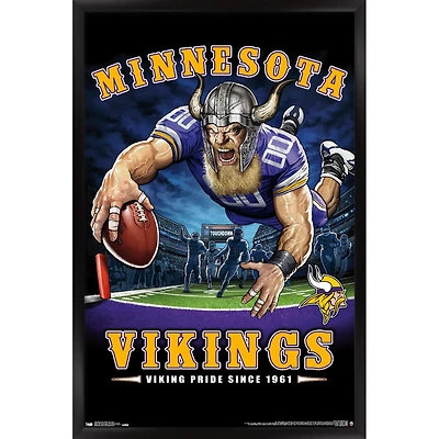 Minnesota Vikings 24.25'' x 35.75'' Framed Mascot Endzone Poster