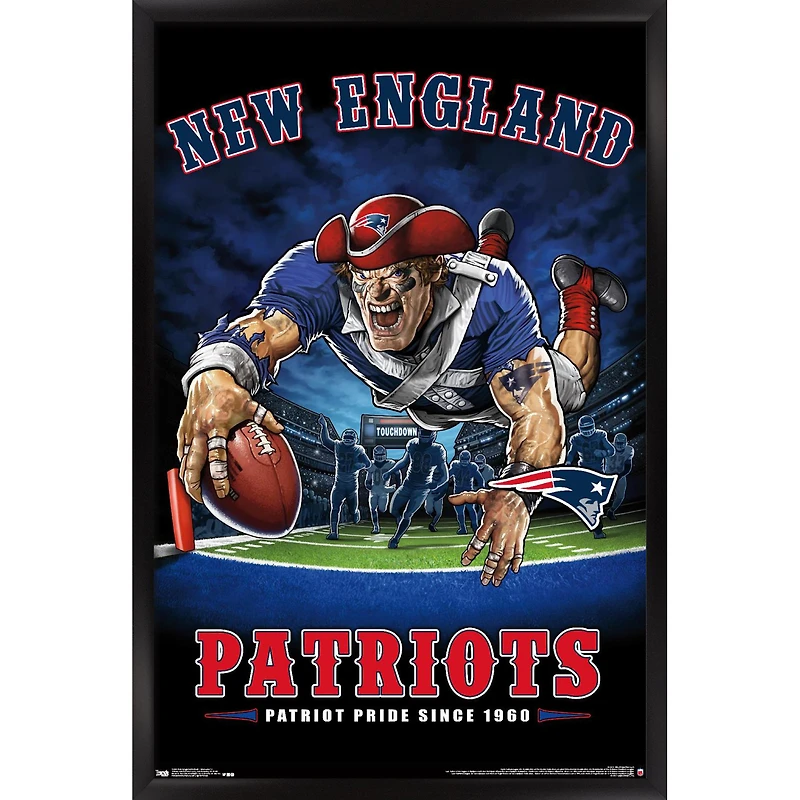 New England Patriots 24.25'' x 35.75'' Framed Mascot Endzone Poster
