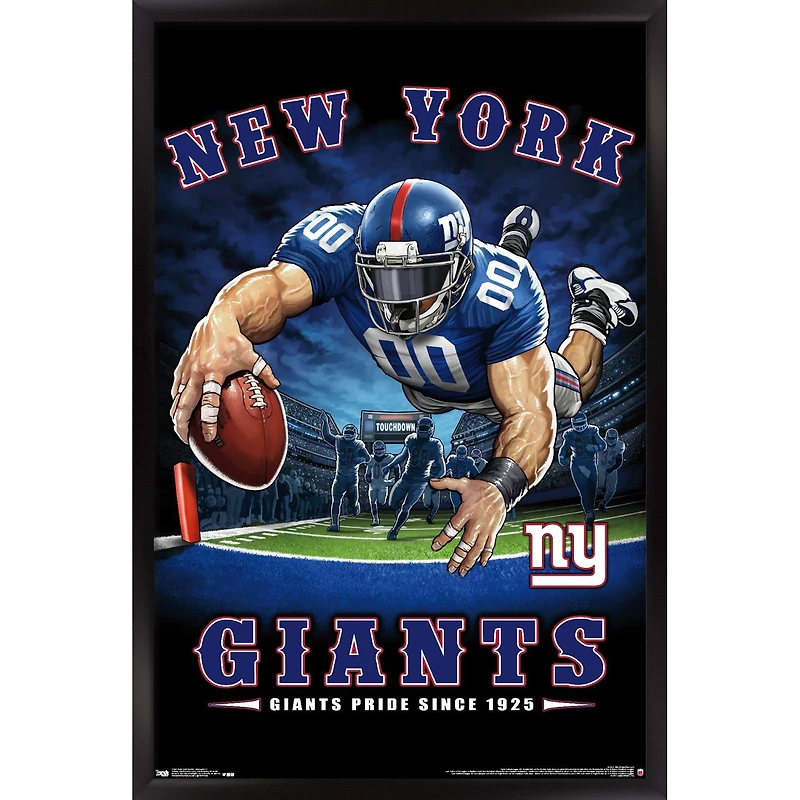 New York Giants 24.25'' x 35.75'' Framed Mascot Endzone Poster