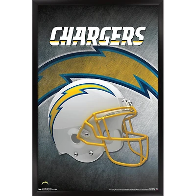 Los Angeles Chargers 24.25'' x 35.75'' Framed Team Helmet Poster