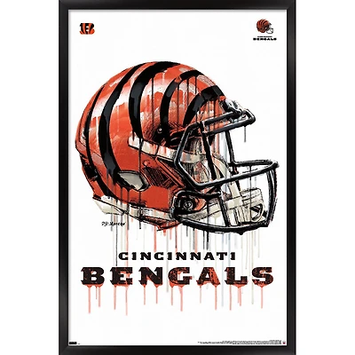 Cincinnati Bengals 24.25'' x 35.75'' Framed Helmet Poster