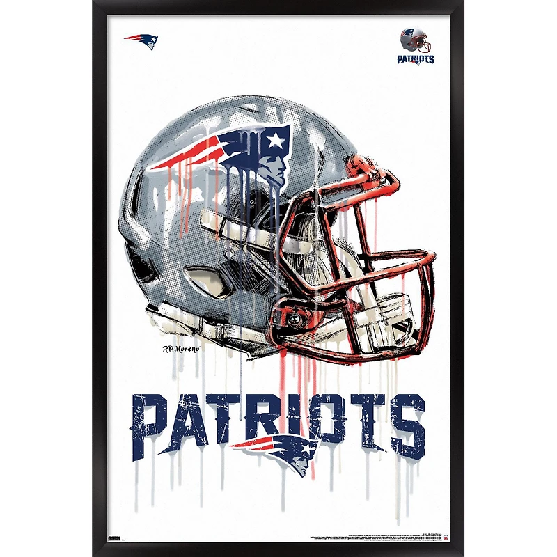 New England Patriots 24.25'' x 35.75'' Framed Helmet Poster