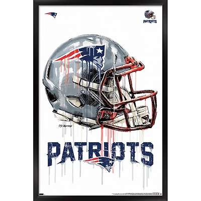 New England Patriots 24.25'' x 35.75'' Framed Helmet Poster