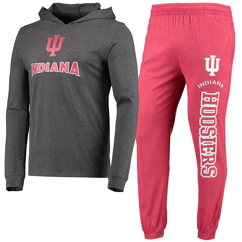 Men's Concepts Sport Crimson/Heather Charcoal Indiana Hoosiers Meter Long Sleeve Hoodie Top & Jogger Pajama Set