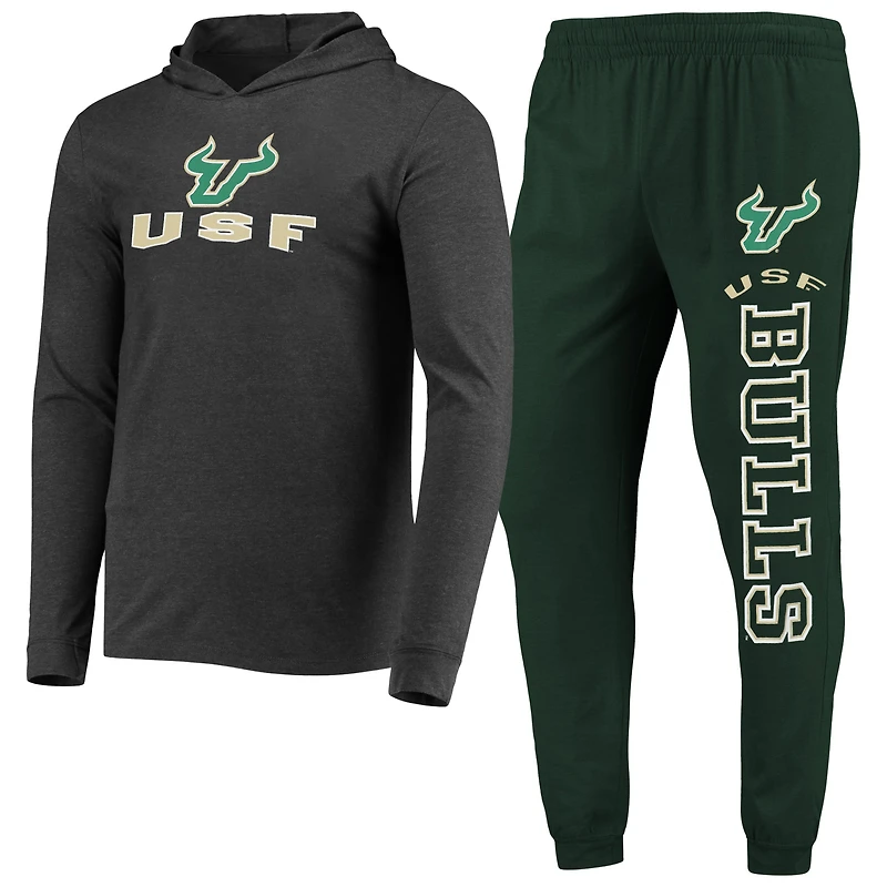 Men's Concepts Sport Green/Heather Charcoal South Florida Bulls Meter Long Sleeve Hoodie Top & Jogger Pajama Set