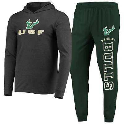 Men's Concepts Sport Green/Heather Charcoal South Florida Bulls Meter Long Sleeve Hoodie Top & Jogger Pajama Set