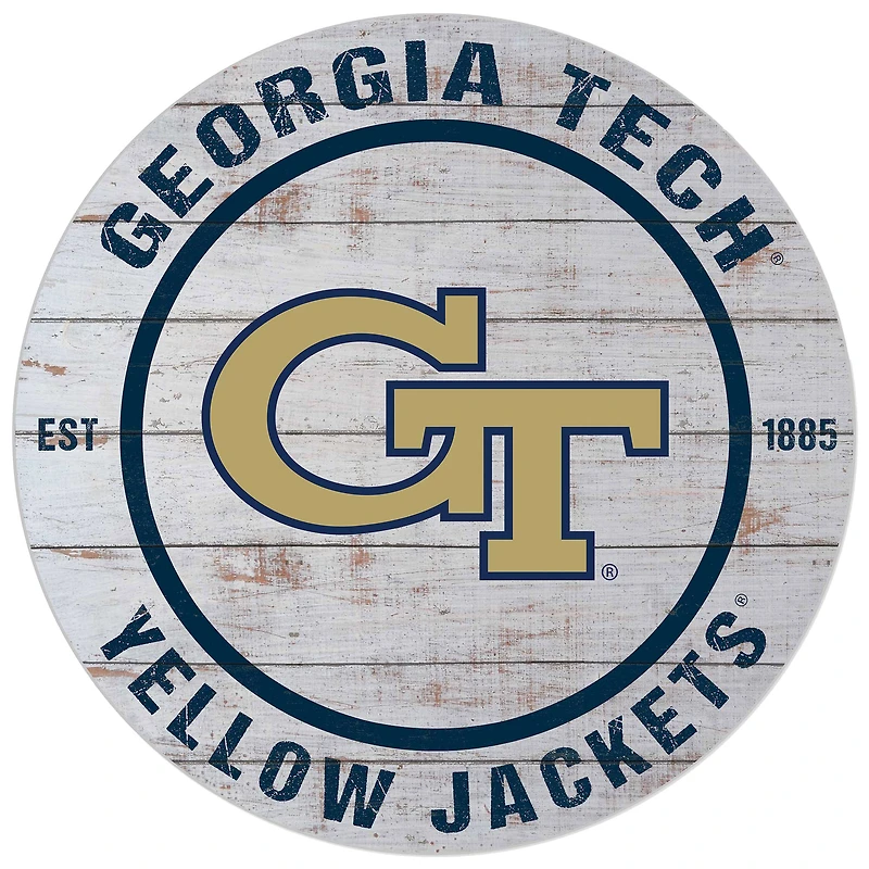 Georgia Tech Yellow Jackets 20'' x 20'' Indoor/Outdoor Weathered Circle Sign