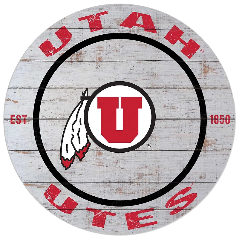 Utah Utes 20'' x 20'' Indoor/Outdoor Weathered Circle Sign
