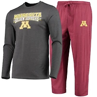 Men's Concepts Sport Maroon/Heathered Charcoal Minnesota Golden Gophers Meter Long Sleeve Top & Pants Sleep Set