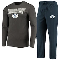 Men's Concepts Sport Navy/Heathered Charcoal BYU Cougars Meter Long Sleeve Top & Pants Sleep Set