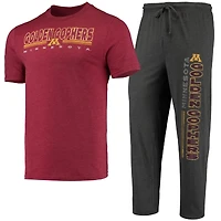 Men's Concepts Sport Heathered Charcoal/Maroon Minnesota Golden Gophers Meter Top & Pants Sleep Set