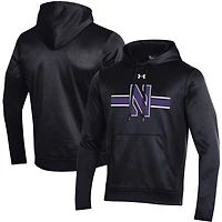 Men's Under Armour Black Northwestern Wildcats Logo Stripe Fleece Pullover Hoodie