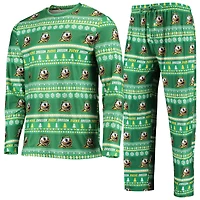 Men's Concepts Sport Green Oregon Ducks Ugly Sweater Long Sleeve Top and Pants Sleep Set