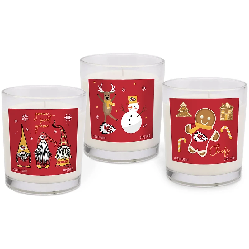 Kansas City Chiefs 3-Pack Holiday Candle Combo