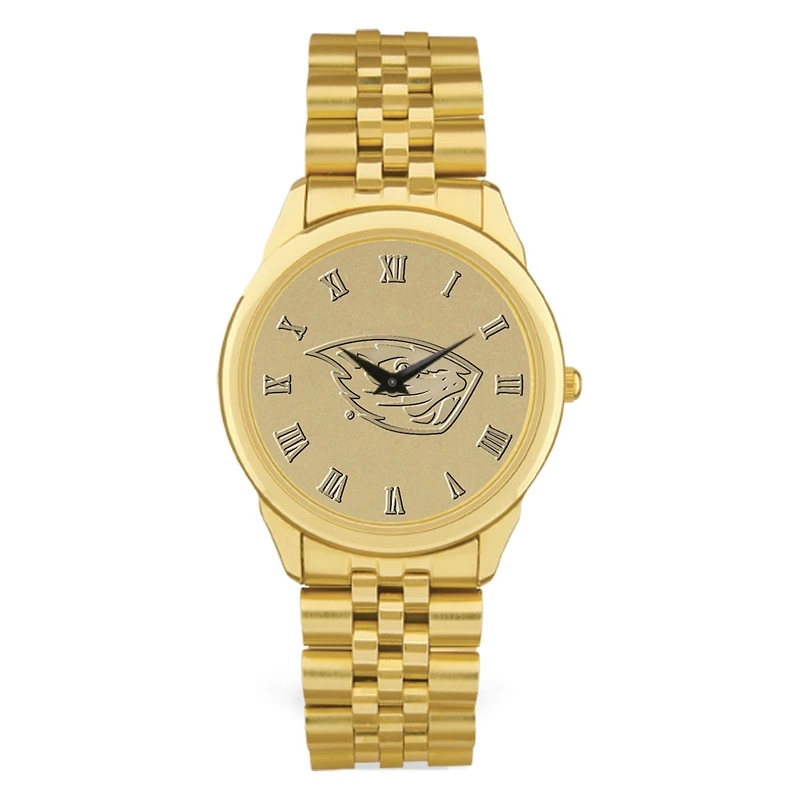 Men's Gold Oregon State Beavers Medallion Rolled Link Bracelet Wristwatch