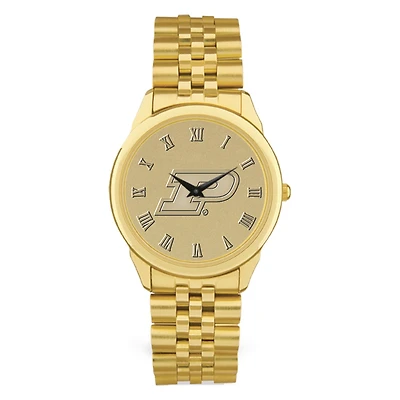 Men's Gold Purdue Boilermakers Medallion Rolled Link Bracelet Wristwatch