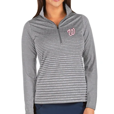 Women's Antigua Heathered Gray Washington Nationals Pace Half-Zip Pullover Jacket