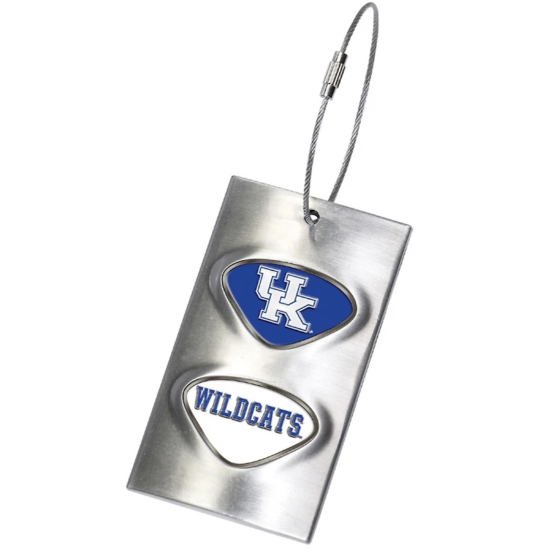 Silver Kentucky Wildcats 3.5'' x 2'' Bag Tag