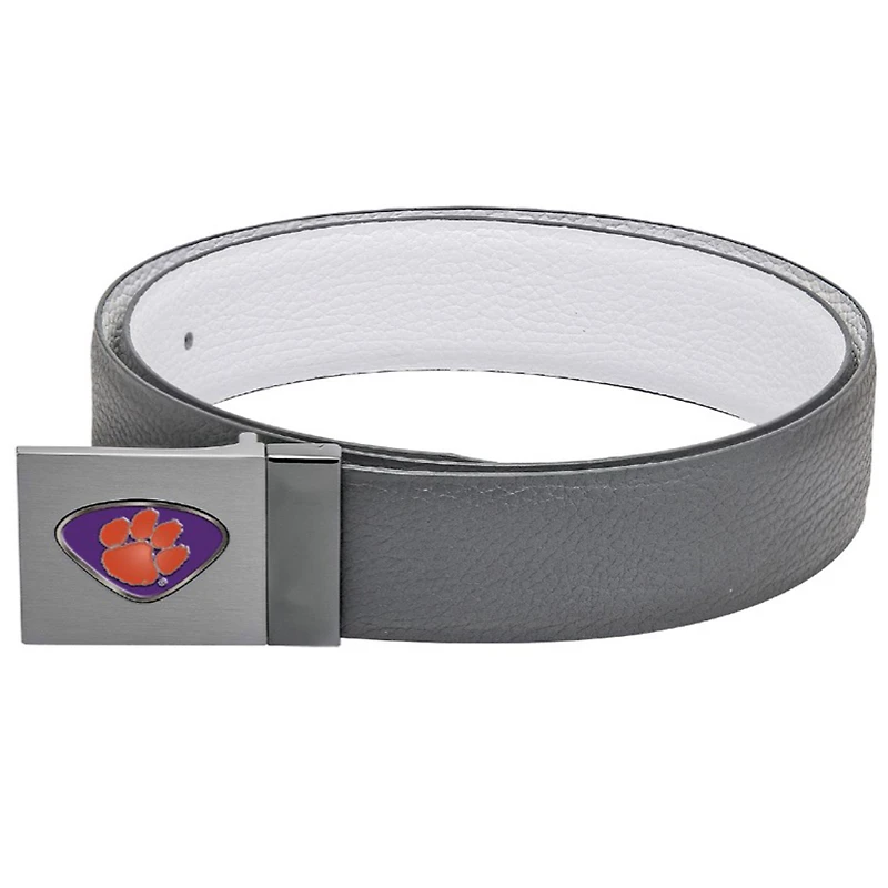 Gray Clemson Tigers Reversible Leather Belt
