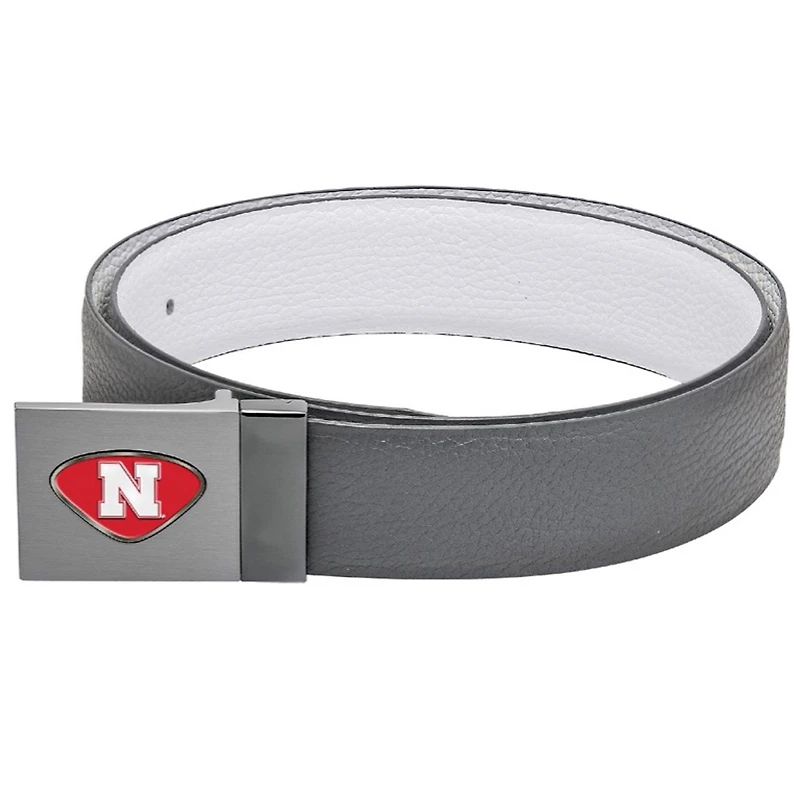 Gray Nebraska Huskers Reversible Leather Belt