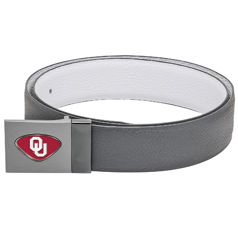 Gray Oklahoma Sooners Reversible Leather Belt