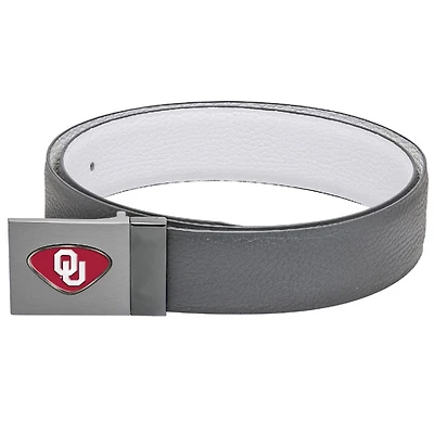 Gray Oklahoma Sooners Reversible Leather Belt