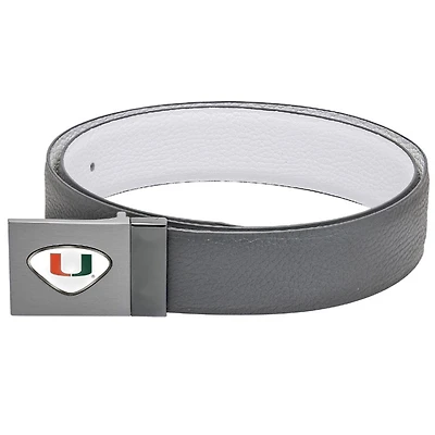 Gray Miami Hurricanes Reversible Leather Belt