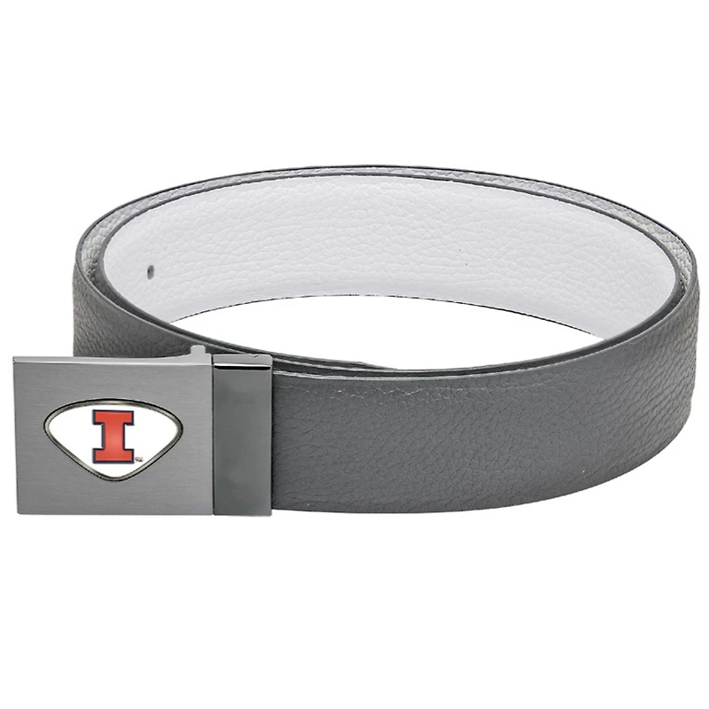 Gray Illinois Fighting Illini Reversible Leather Belt