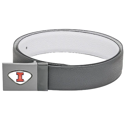 Gray Illinois Fighting Illini Reversible Leather Belt