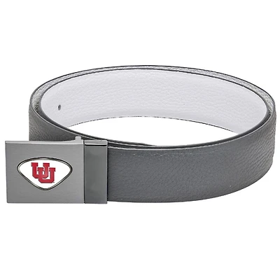 Gray Utah Utes Reversible Leather Belt