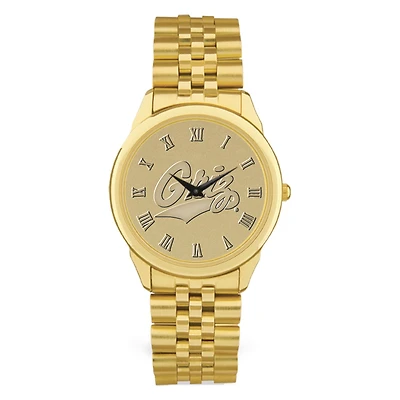 Men's Gold Montana Grizzlies Medallion Rolled Link Bracelet Wristwatch