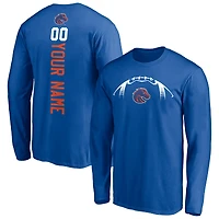 Men's Royal Boise State Broncos Playmaker Football Personalized Name & Number Long Sleeve T-Shirt