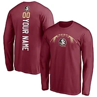 Men's Garnet Florida State Seminoles Playmaker Football Personalized Name & Number Long Sleeve T-Shirt