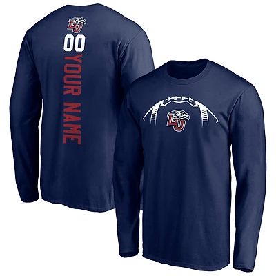 Men's Navy Liberty Flames Playmaker Football Personalized Name & Number Long Sleeve T-Shirt