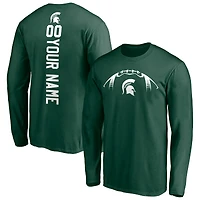 Men's Green Michigan State Spartans Playmaker Football Personalized Name & Number Long Sleeve T-Shirt